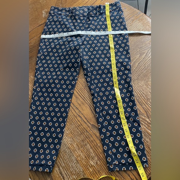 The Limited Pre-Owned Womens Navy Blue & Orange Print Exact Stretch Pants Size 8 - Picture 3 of 6